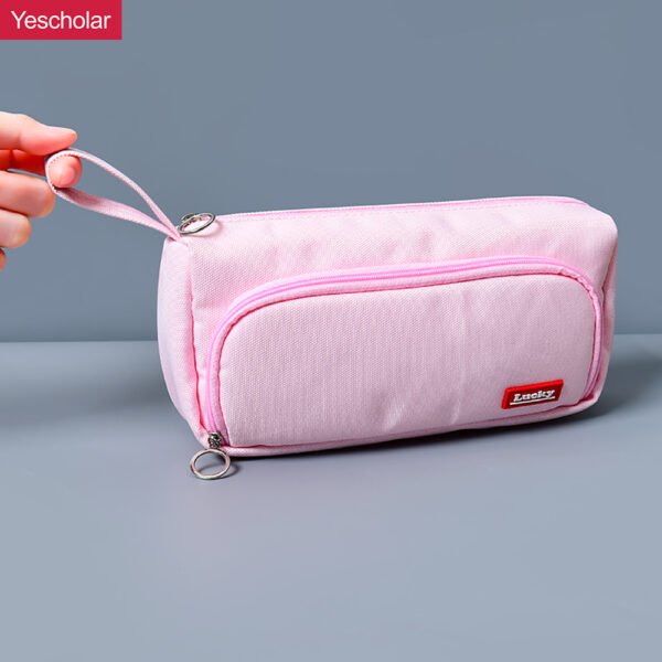 Factory Canvas big capacity two zipper pencil pouch for school YE7089