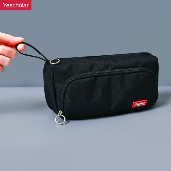 Factory Canvas big capacity two zipper pencil pouch for school YE7089