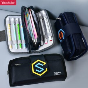 DM_20251020110158_001 Canvas Korean Style three zipper multifunctional Detachable large capacity Pencil Case YE7088