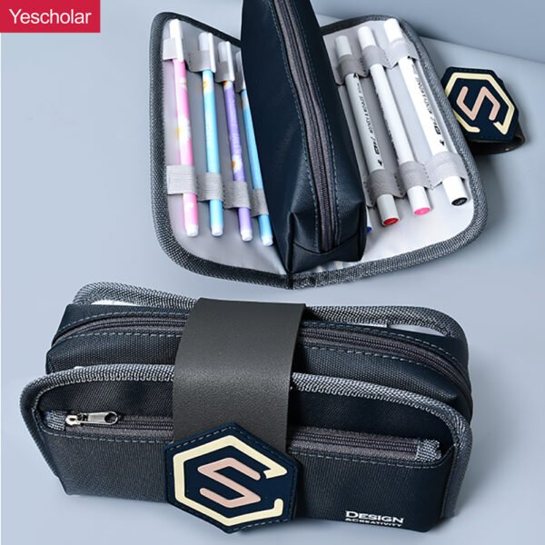 DM_20251020110200_001 Canvas Korean Style three zipper multifunctional Detachable large capacity Pencil Case YE7088