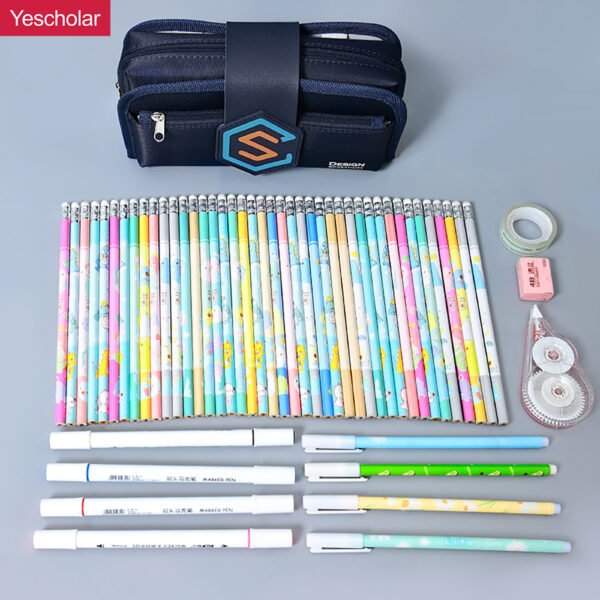 DM_20251020110202_001 Canvas Korean Style three zipper multifunctional Detachable large capacity Pencil Case YE7088