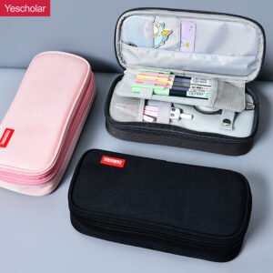Canvas wholesale custom large capacity simple cloth Korean style zipper pencil case YE7084