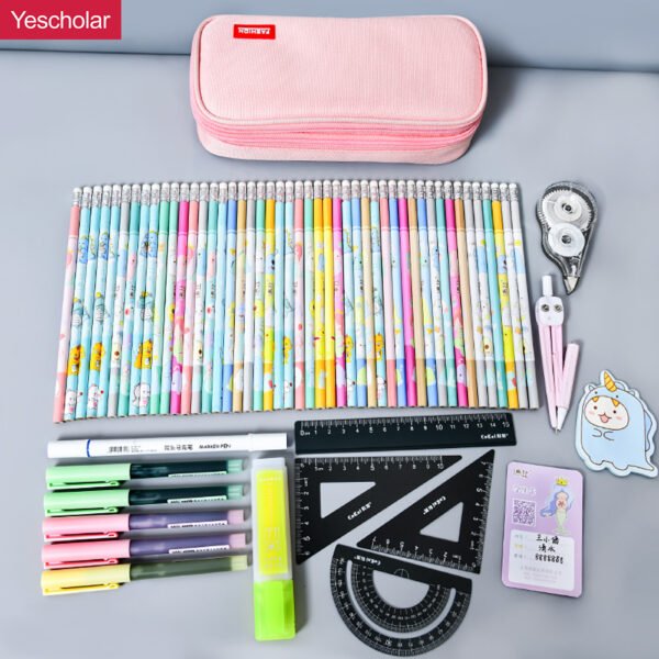 Canvas wholesale custom large capacity simple cloth Korean style zipper pencil case YE7084