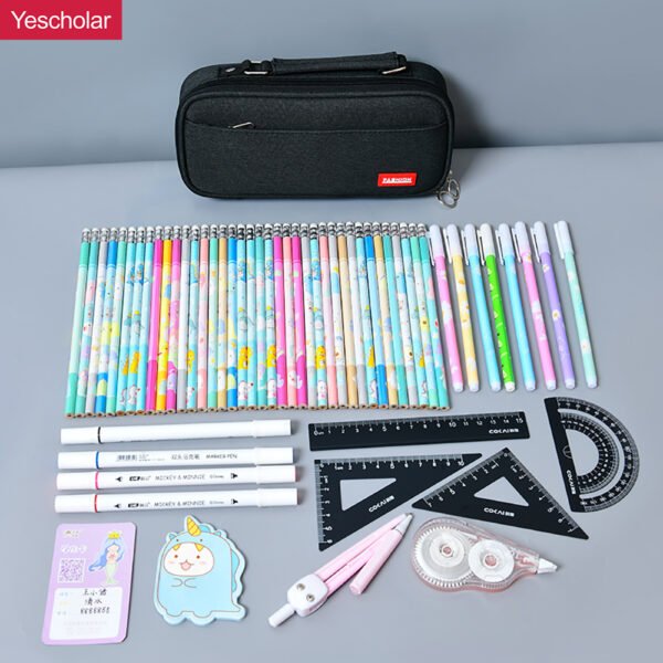 Canvas large capacity wholesale large soft pencil case with slots YE7083