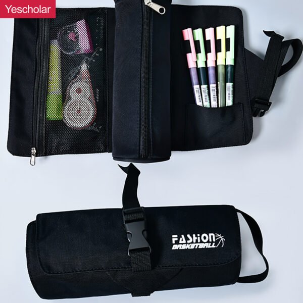 Canvas Creative Simple Roll up 2 in 1 cylinder Portable Multi-Functional Pencil Case YE7082