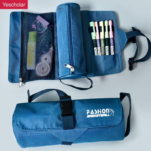Canvas Creative Simple Roll up 2 in 1 cylinder Portable Multi-Functional Pencil Case YE7082