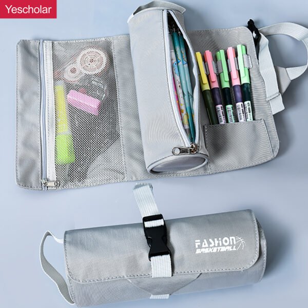 Canvas Creative Simple Roll up 2 in 1 cylinder Portable Multi-Functional Pencil Case YE7082
