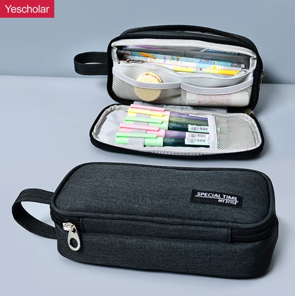 Student canvas portable retro style big capacity cross-border Japanese pencil case YE7079