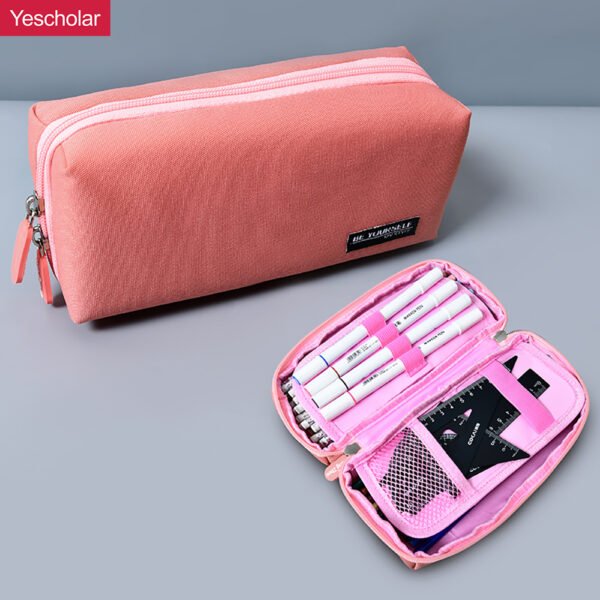 Canvas Macaron simple Double Storage Large Capacity wholesale Pencil Case YE7067