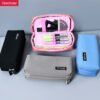Canvas Macaron simple Double Storage Large Capacity wholesale Pencil Case YE7067