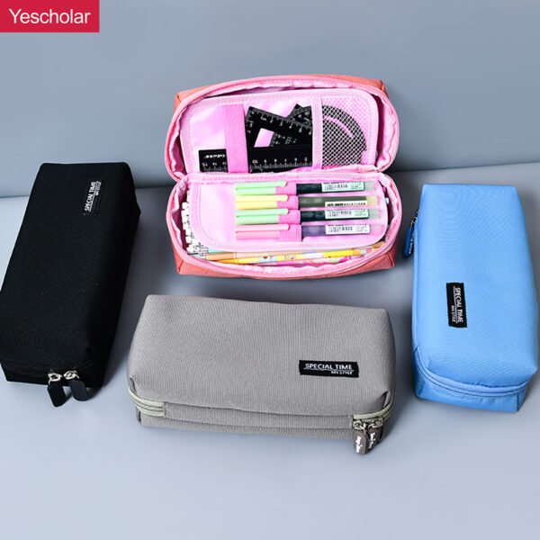 Canvas Macaron simple Double Storage Large Capacity wholesale Pencil Case YE7067