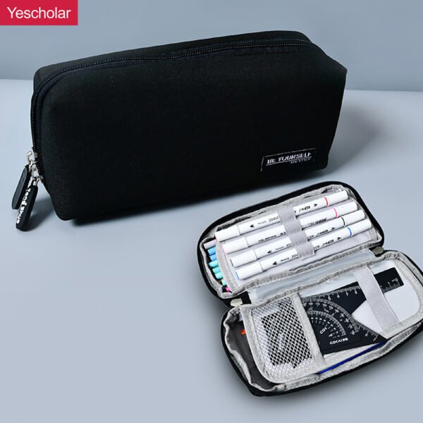 Canvas Macaron simple Double Storage Large Capacity wholesale Pencil Case YE7067