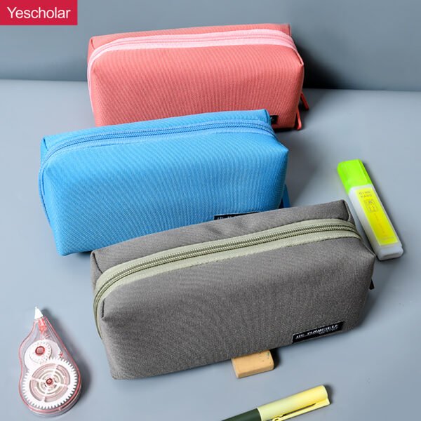 Canvas Macaron simple Double Storage Large Capacity wholesale Pencil Case YE7067