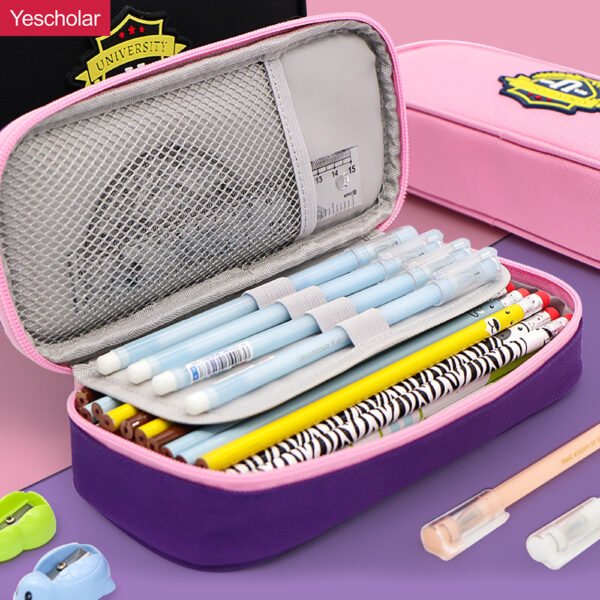 Canvas england style aristocratic colored contrast design multifunction pencil case YE6979