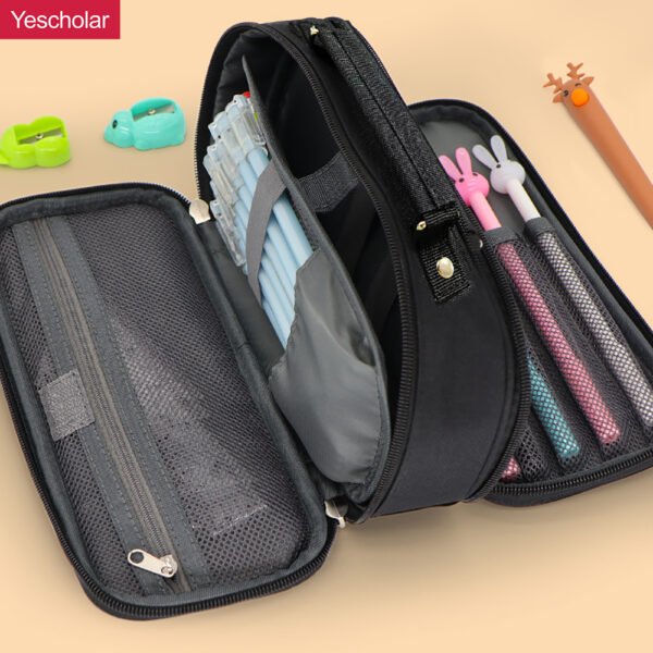 Canvas small batch custom printed logo portable high capacity plain black pencil case YE7157