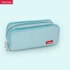 Canvas simple Three Zip tier Large Capacity Double Window Pencil Case YE7090