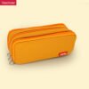 Canvas simple Three Zip tier Large Capacity Double Window Pencil Case YE7090