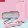 Canvas solid colored simple double layer large capacity waterproof pencil case YE7008