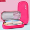 Canvas solid colored simple double layer large capacity waterproof pencil case YE7008