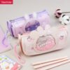 Canvas cartoon Large Capacity Transparent Window Quicksand purple girly Pencil Case YE7179