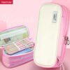 Canvas 3 ring zipper Morandi tote Large Capacity telescopic Pencil Case YE7503