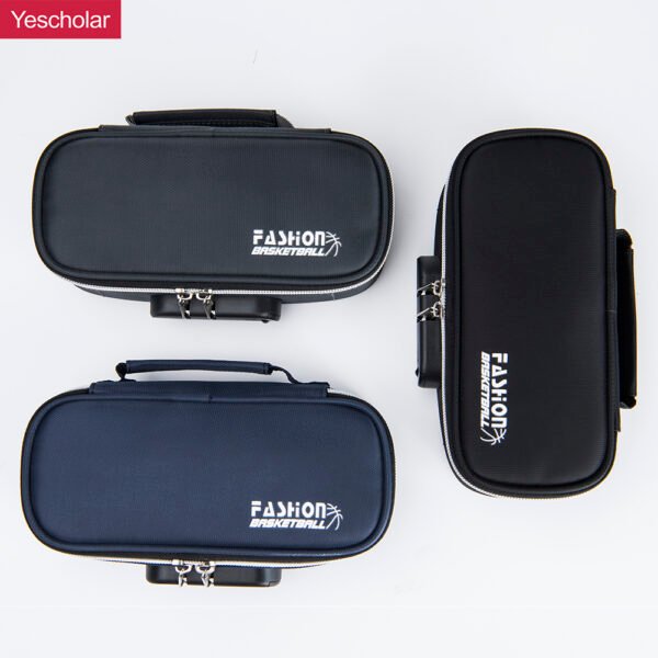 Polyester fiber multi-function individual slots double layer pencil case with code lock YE6559