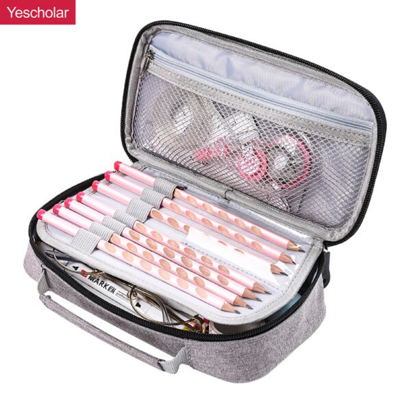 Canvas student portable korean 3 layer extra large-capacity pencil case YE6765