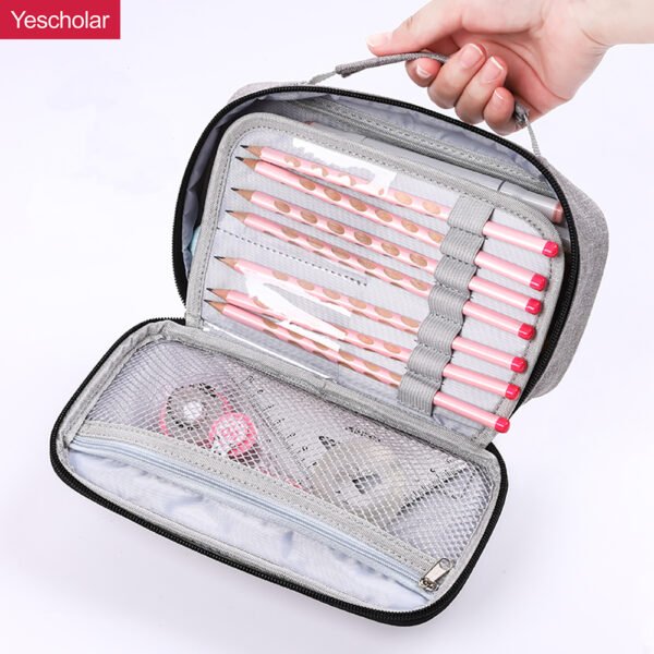 Canvas student portable korean 3 layer extra large-capacity pencil case YE6765