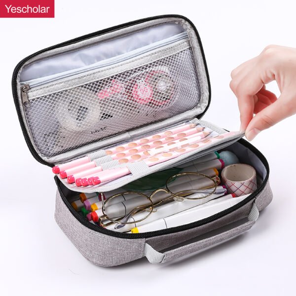 Canvas student portable korean 3 layer extra large-capacity pencil case YE6765