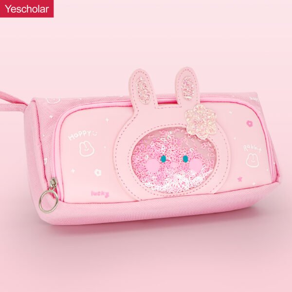 Canvas pink Cartoon Transparent glitter Window Quicksand multifunction Pencil Case YE7162