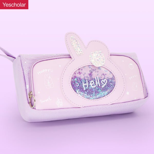Canvas pink Cartoon Transparent glitter Window Quicksand multifunction Pencil Case YE7162