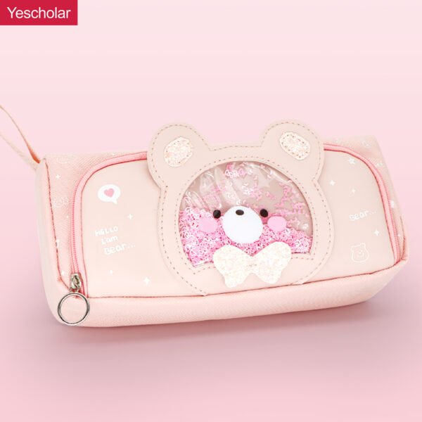 Canvas pink Cartoon Transparent glitter Window Quicksand multifunction Pencil Case YE7162