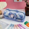DM_20251020141747_001 Double-layer oxford cloth cute japanese and South Korea JK dual zipper pencil case YE7187