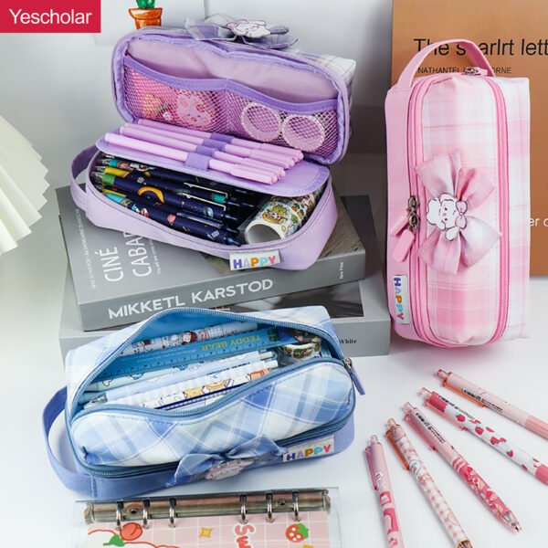 DM_20251020141748_001 (1) Double-layer oxford cloth cute japanese and South Korea JK dual zipper pencil case YE7187