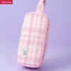 DM_20251020142108_001 Polyester fiber JK girly style 3 zipper large capacity checkered pencil case YE7093