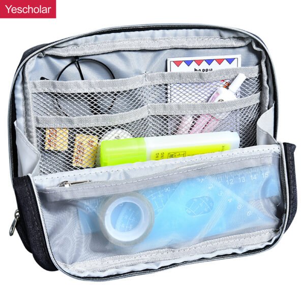 Canvas Japanese simple foldable high-value vertical extra large upright pencil case YE6880