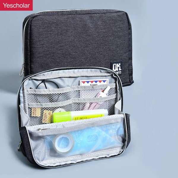 Canvas Japanese simple foldable high-value vertical extra large upright pencil case YE6880