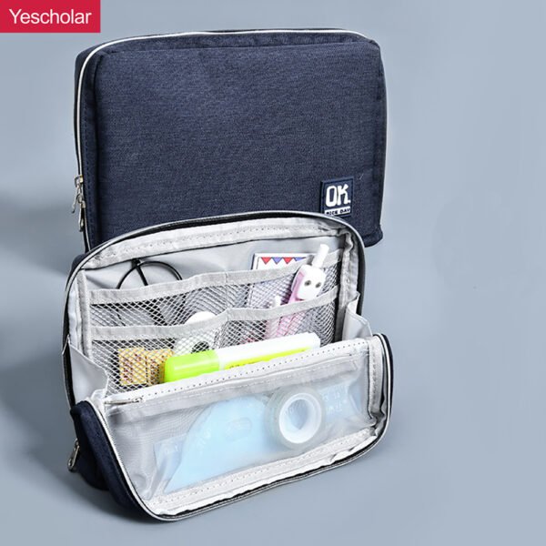 Canvas Japanese simple foldable high-value vertical extra large upright pencil case YE6880