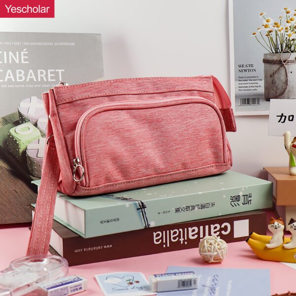 DM_20251020142655_001 (1) Canvas large-capacity multi-functional Japanese and Korean triangle plain pencil case YE7500
