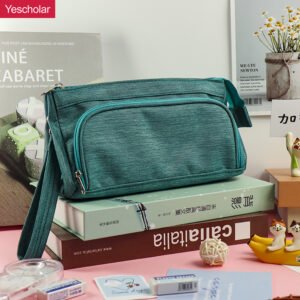 DM_20251020142658_001 (1) Canvas large-capacity multi-functional Japanese and Korean triangle plain pencil case YE7500