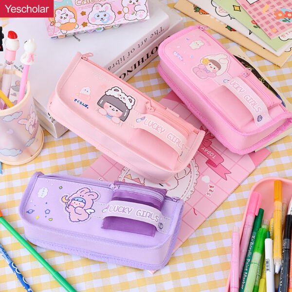 Canvas pencil case Japanese junior high school student multifunctional pencil case YE7196