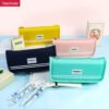 DM_20251020143551_001 plain Canvas solid color can processed custom simple korean style triangle pencil case YE7221