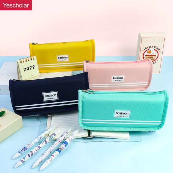 DM_20251020143551_001 plain Canvas solid color can processed custom simple korean style triangle pencil case YE7221