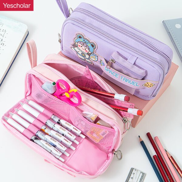 DM_20251020143615_001 Canvas multipurpose pocket Coin Bag Japanese Small Fresh 2 zip Pencil Case YE7096