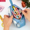 Canvas JK college style bow girl student double layer big capacity korean cute pencil case YE7200