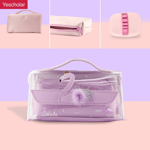 PU portable cute small fresh transparent swan letter flamingo pencil case YE6469