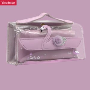 DM_20251020145532_001 PU portable cute small fresh transparent swan letter flamingo pencil case YE6469