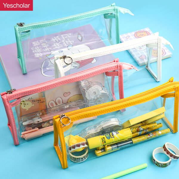 PVC transparent girls large-capacity simple Japanese triangle pencil case YE309