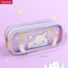 pvc transparent large capacity cute ins japanese style cartoon triple zip pencil case YE7181