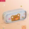 pvc transparent large capacity cute ins japanese style cartoon triple zip pencil case YE7181